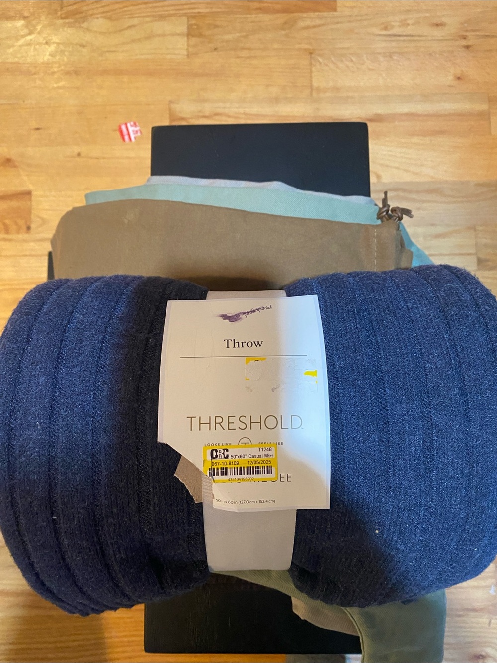 Threshold Studio Mc Gee Navy Blue Ribbed Throw Blanket.no offers